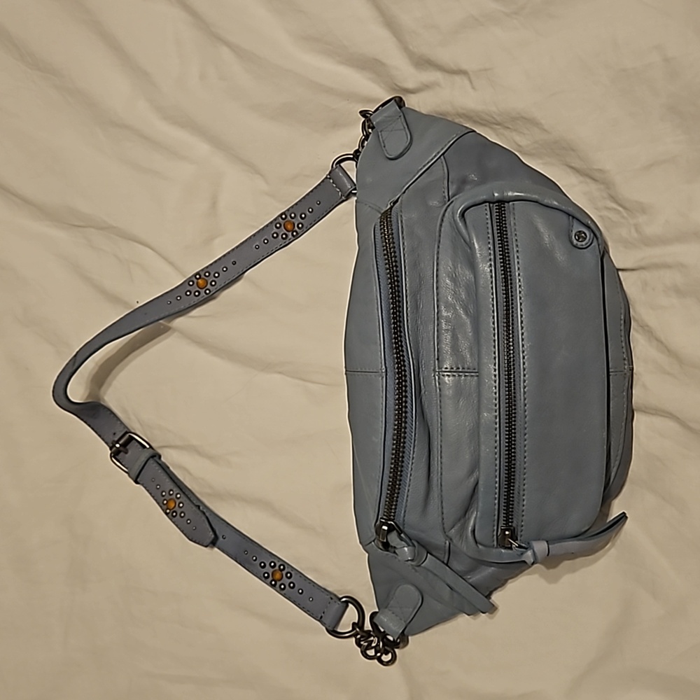 Free People Light Blue Leather Hobo Bag